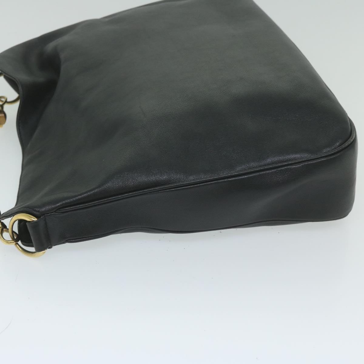 GUCCI Bamboo Shoulder Bag Leather 2way Black 001.1577  63452