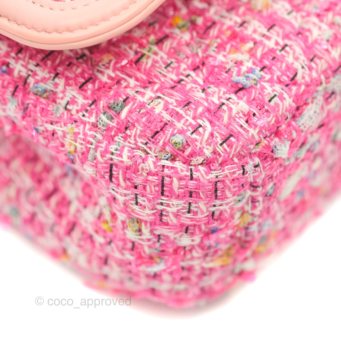 Chanel Quilted Small CC Filigree Flap Pink Tweed