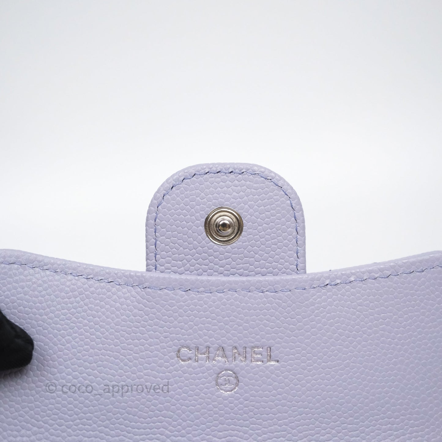 Chanel Quilted Flap Card Holder Lilac Caviar Silver Hardware