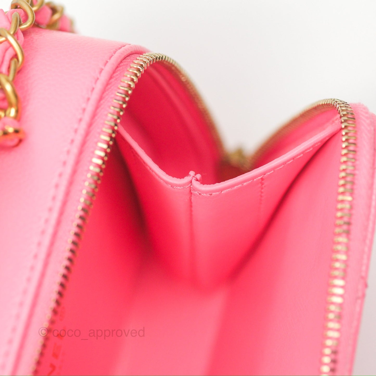 Chanel Caviar Quilted Pick Me Up Small Vanity Case Hot Pink