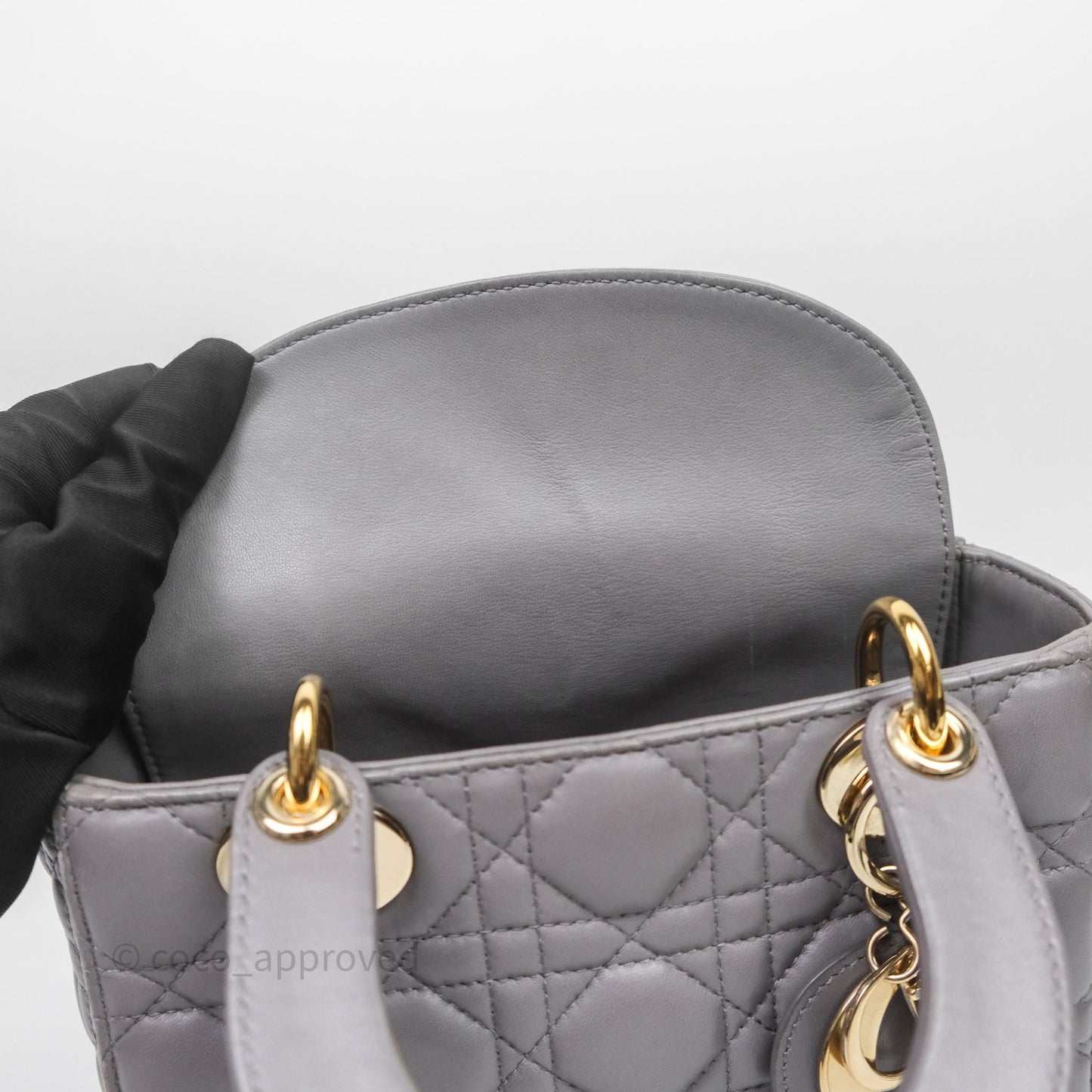 Christian Dior Small Lady Dior My ABCDior Bag Stone Gray Cannage Lambskin