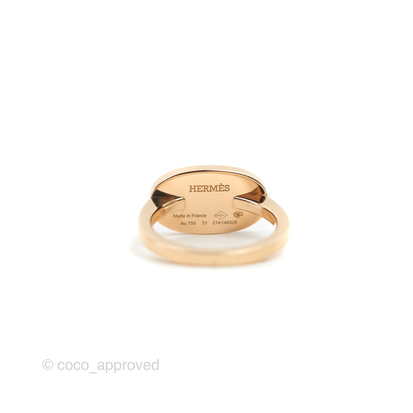 Hermes White Ceramic MM Chaine D'ancre Verso Ring 51 Gold Hardware