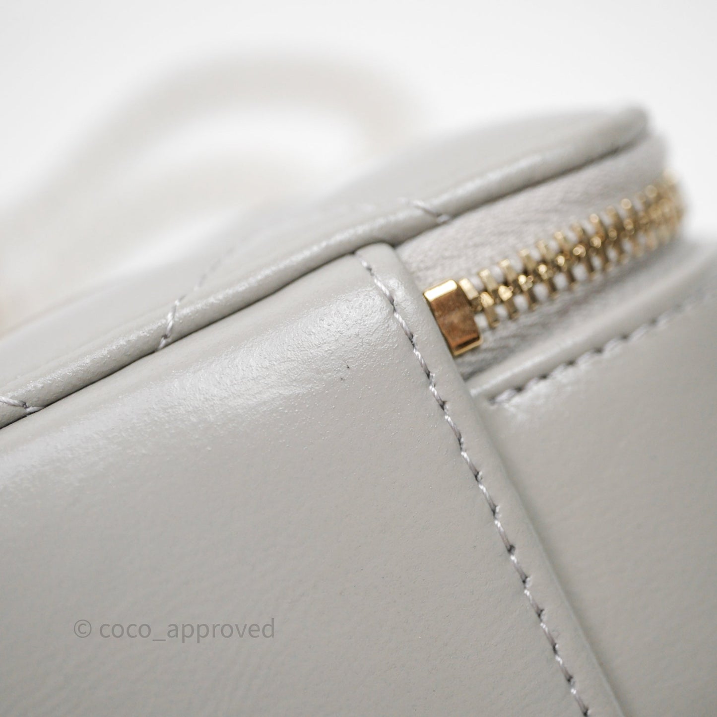 Chanel Mini Top Handle Camera Case Grey Shiny Calfskin Gold Hardware 22B