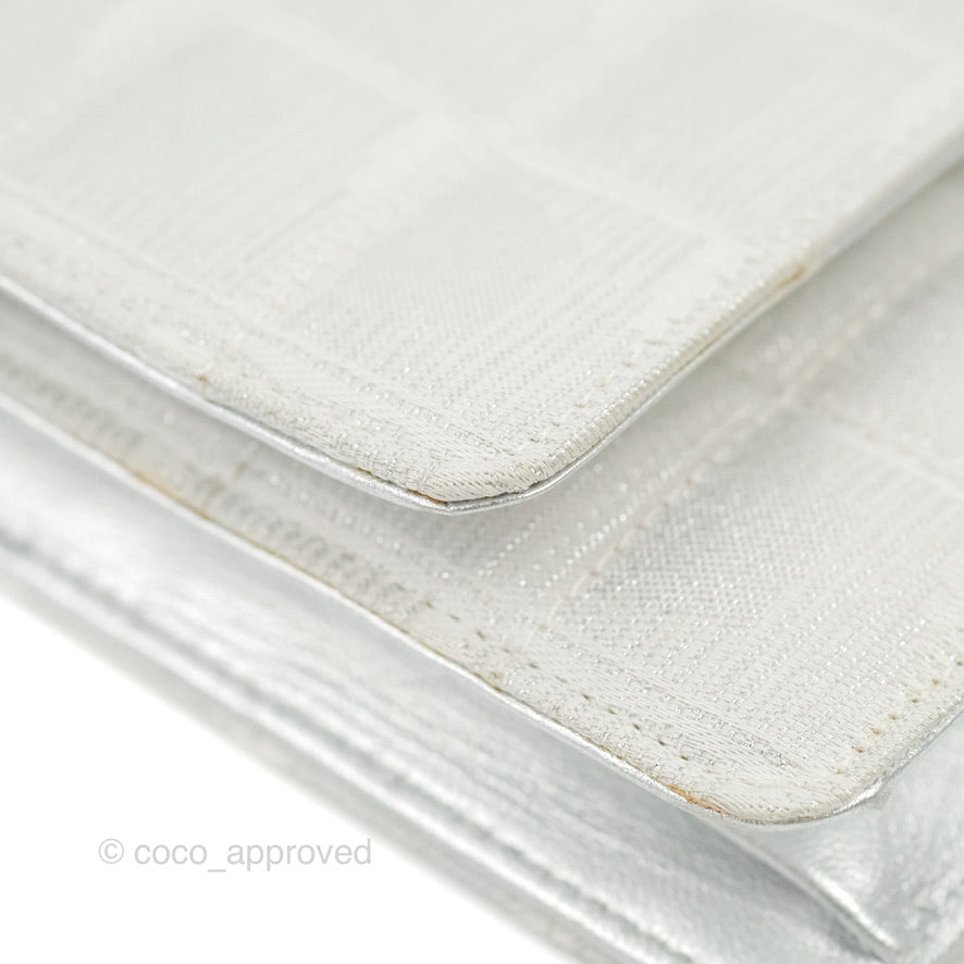 Chanel Vintage Wallet on Chain Silver Ice Cube Fabric