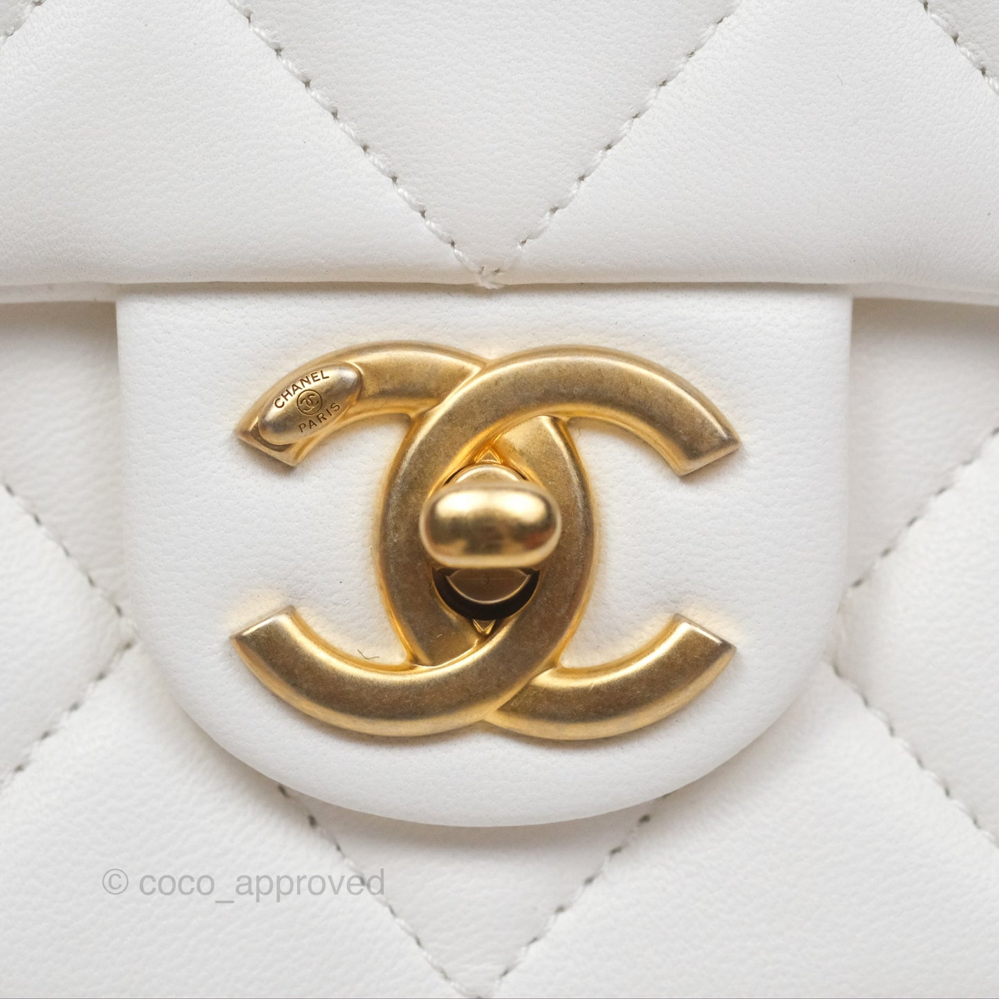 Chanel Quilted My Perfect Mini With Pearl White Lambskin Aged Gold Hardware 21K