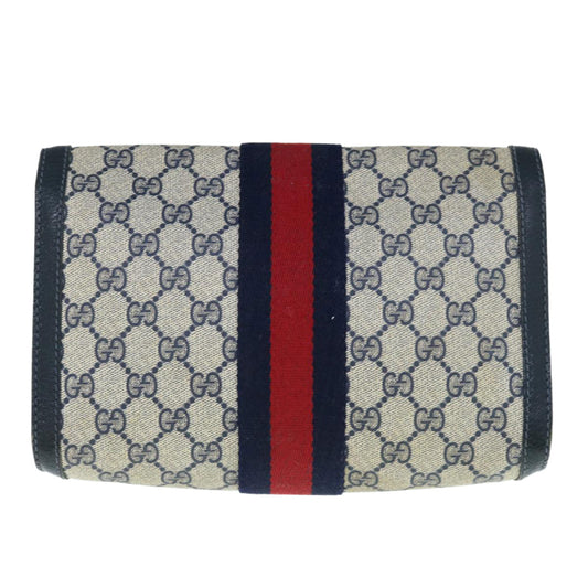 GUCCI GG Supreme Sherry Line Clutch Bag Navy Red 89 01 006  63552