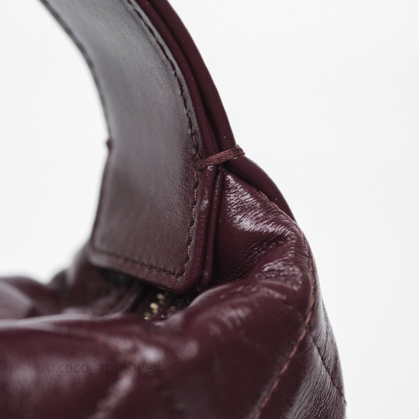 Chanel Mini Hobo Pouch Dark Burgundy Shiny Crumpled Calfskin Aged Gold Hardware