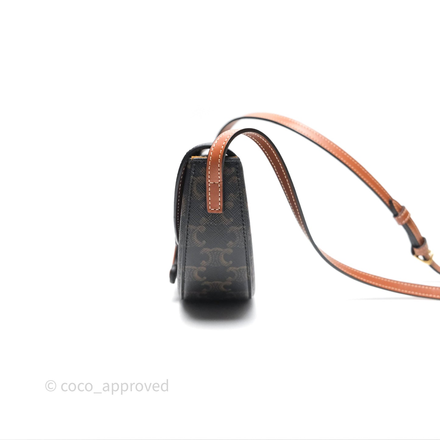 Celine Besace Cuir Bag Triomphe Canvas Tan