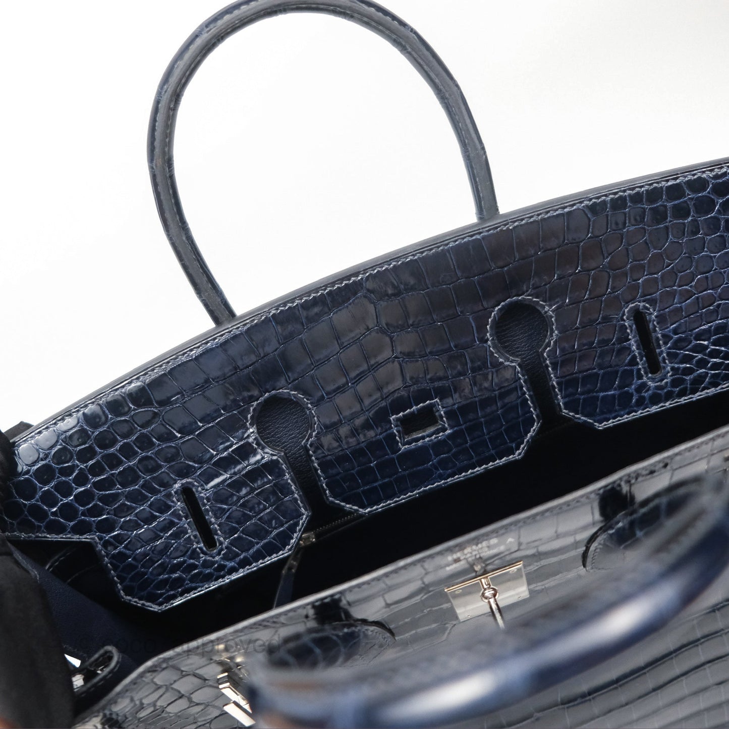 Hermès Birkin 35 Porosus Marine 78 Palladium Hardware