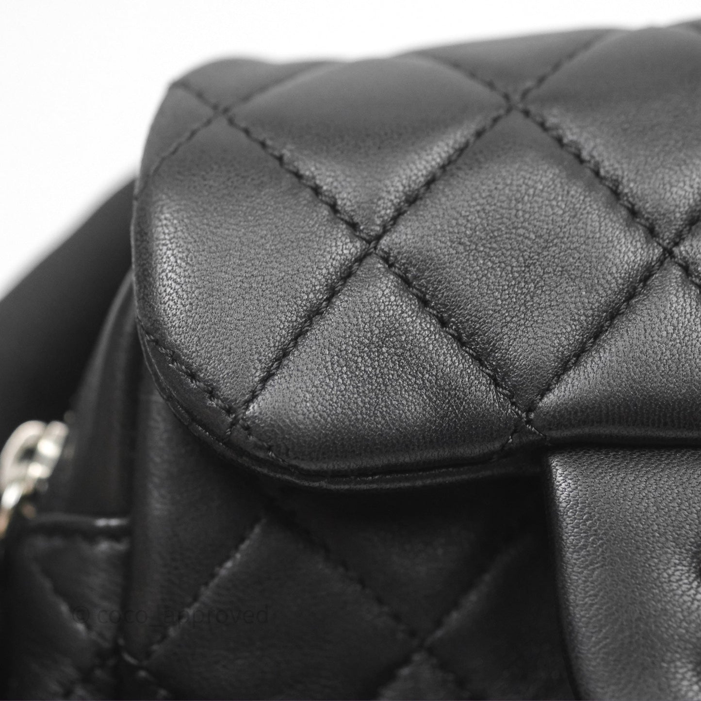 Chanel Mini Quilted Double Pouch Bag Lambskin Sliver Hardware