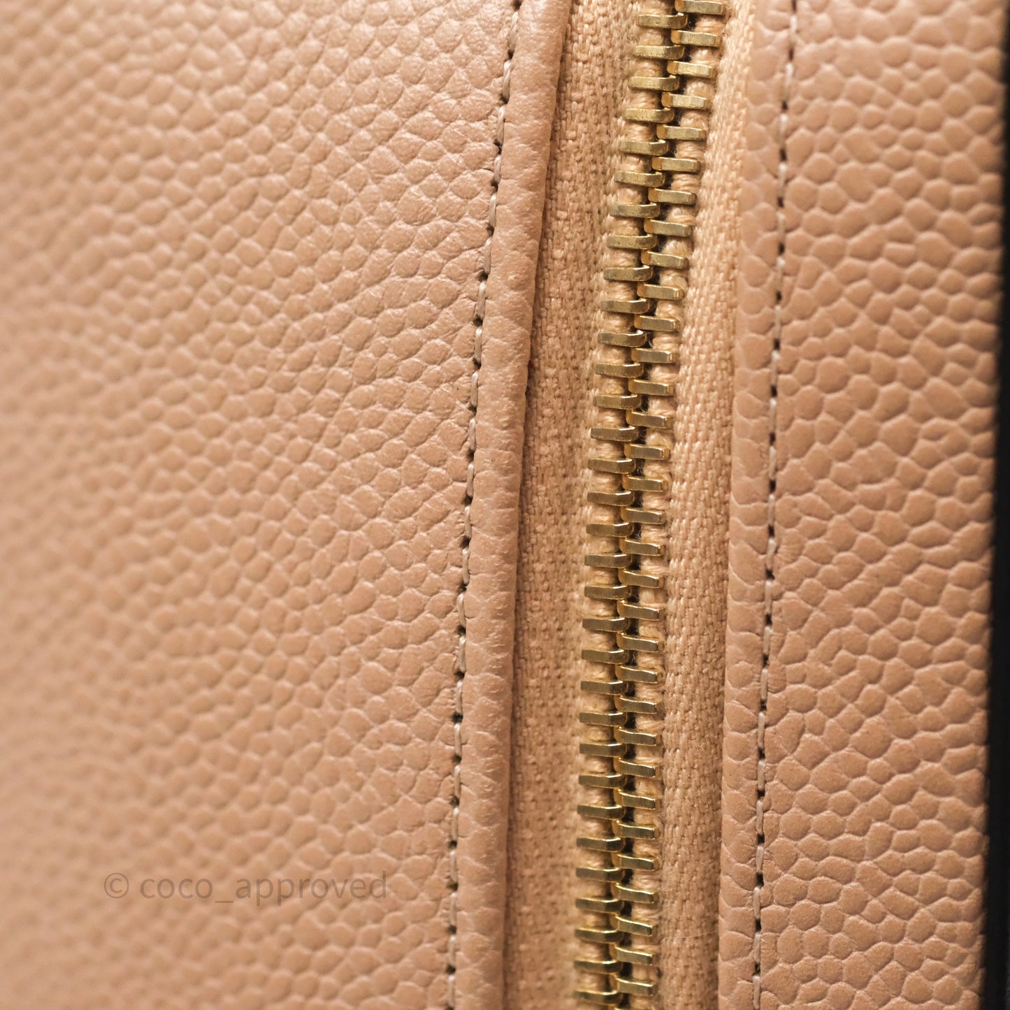 Chanel Quilted Medium CC Filigree Vanity Case Beige Caviar Gold Hardware