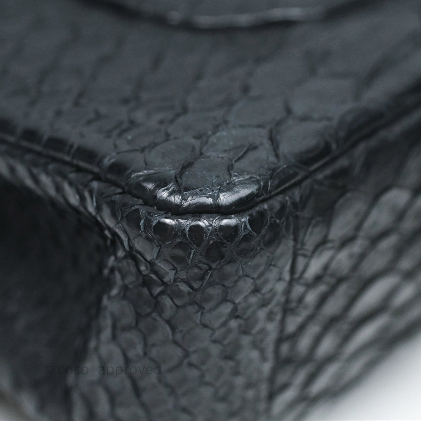 Chanel Classic M/L Medium Flap So Black Python Black Hardware