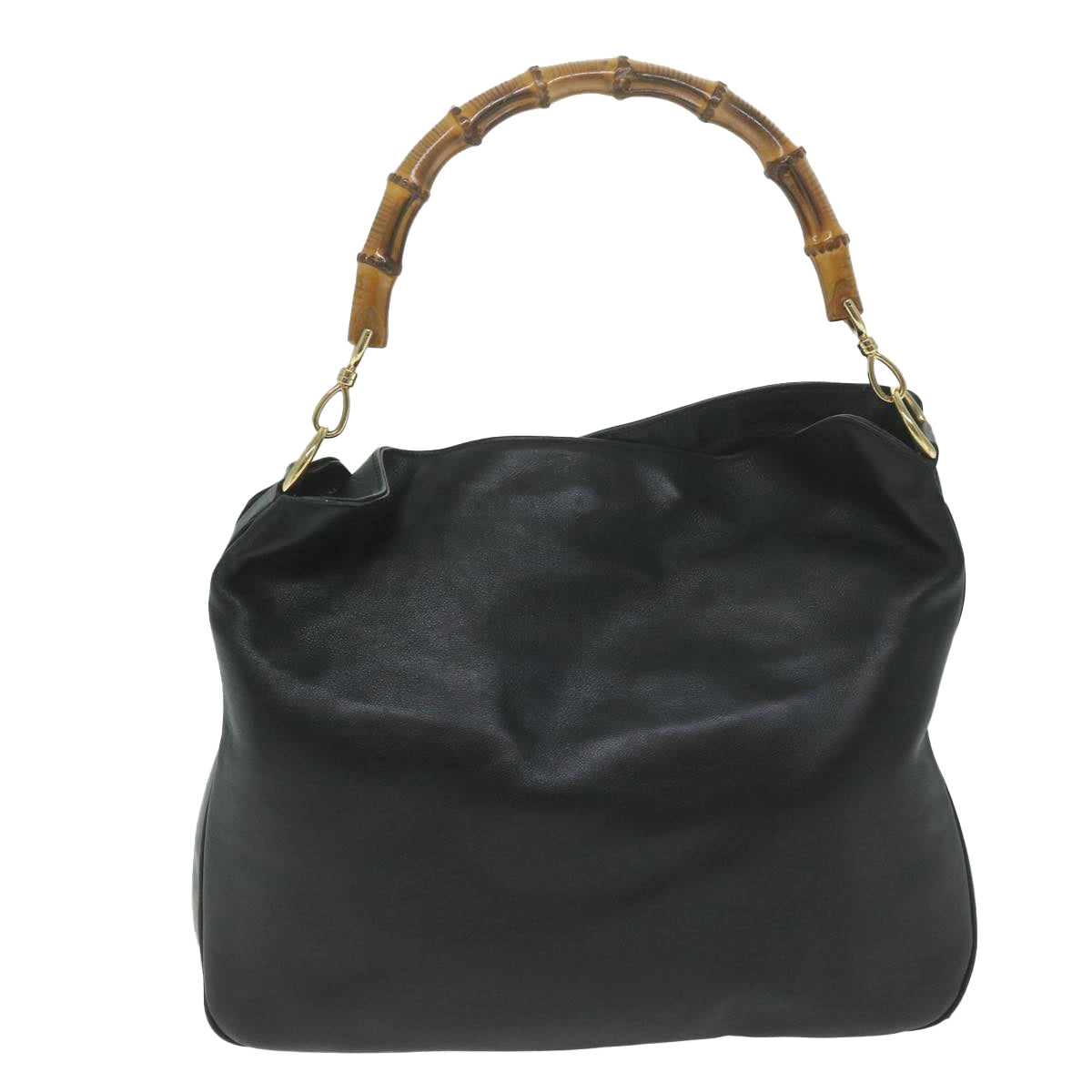 GUCCI Bamboo Shoulder Bag Leather 2way Black  63599