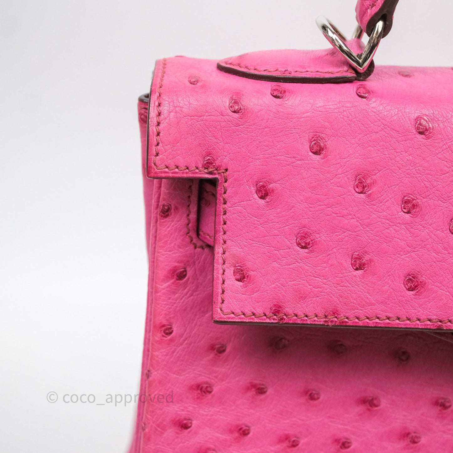 Hermes Kelly 32 Fuchsia Ostrich Palladium Hardware
