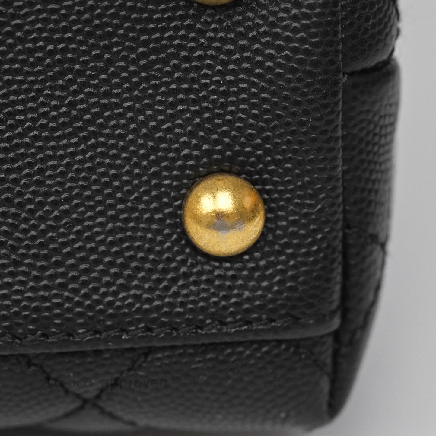 Chanel Small Coco Handle Black Caviar Gold Hardware Lizard Embossed Handle