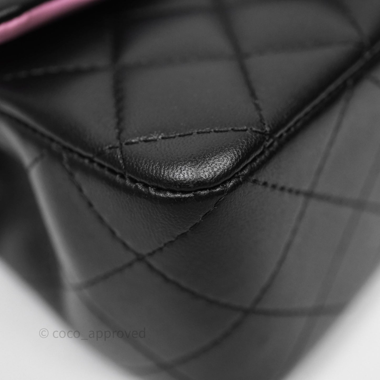 Chanel Top Handle Mini Rectangular Flap Black/Pink Lambskin Gold Hardware 23P