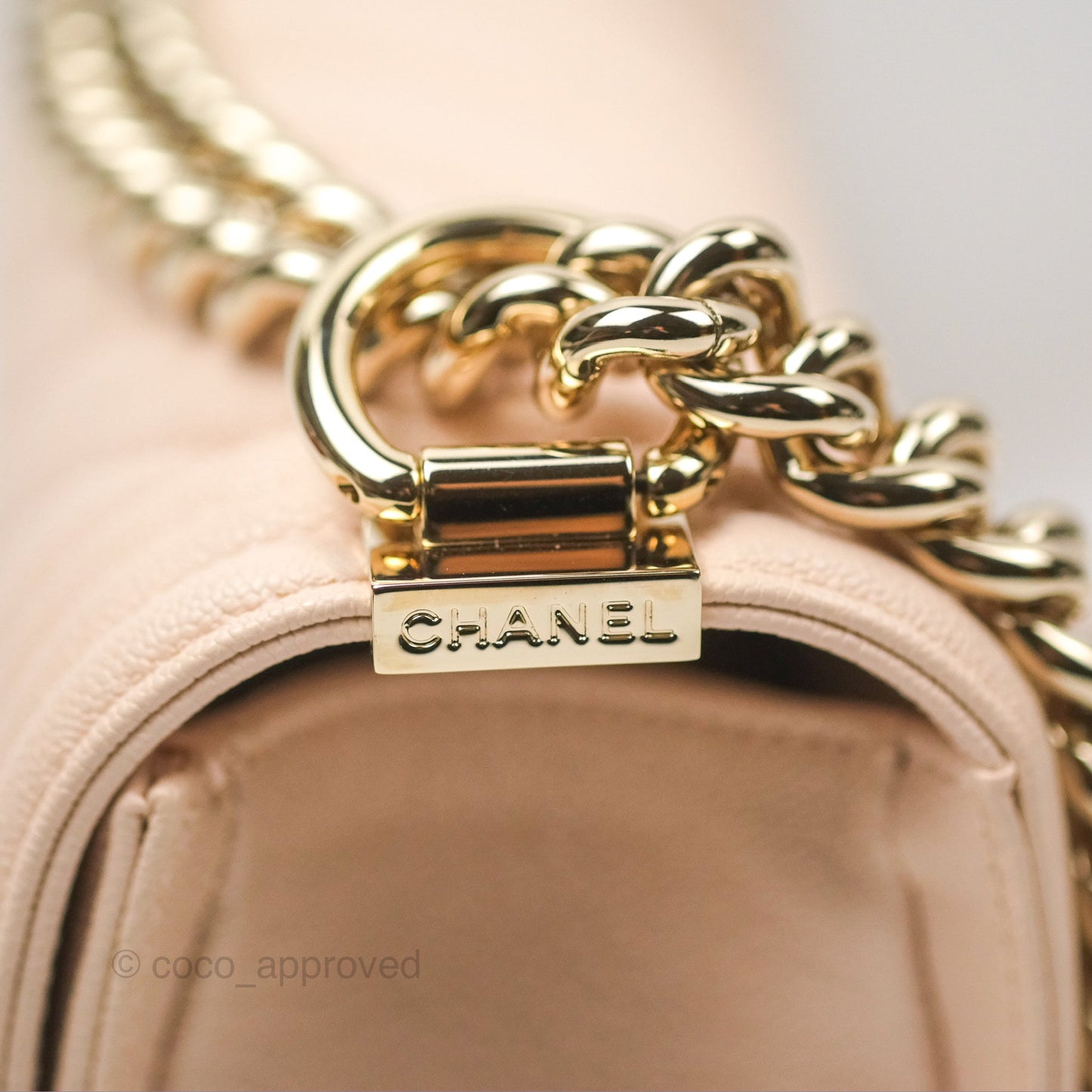 Chanel Chevron Medium Boy Light Pink Caviar Gold Hardware
