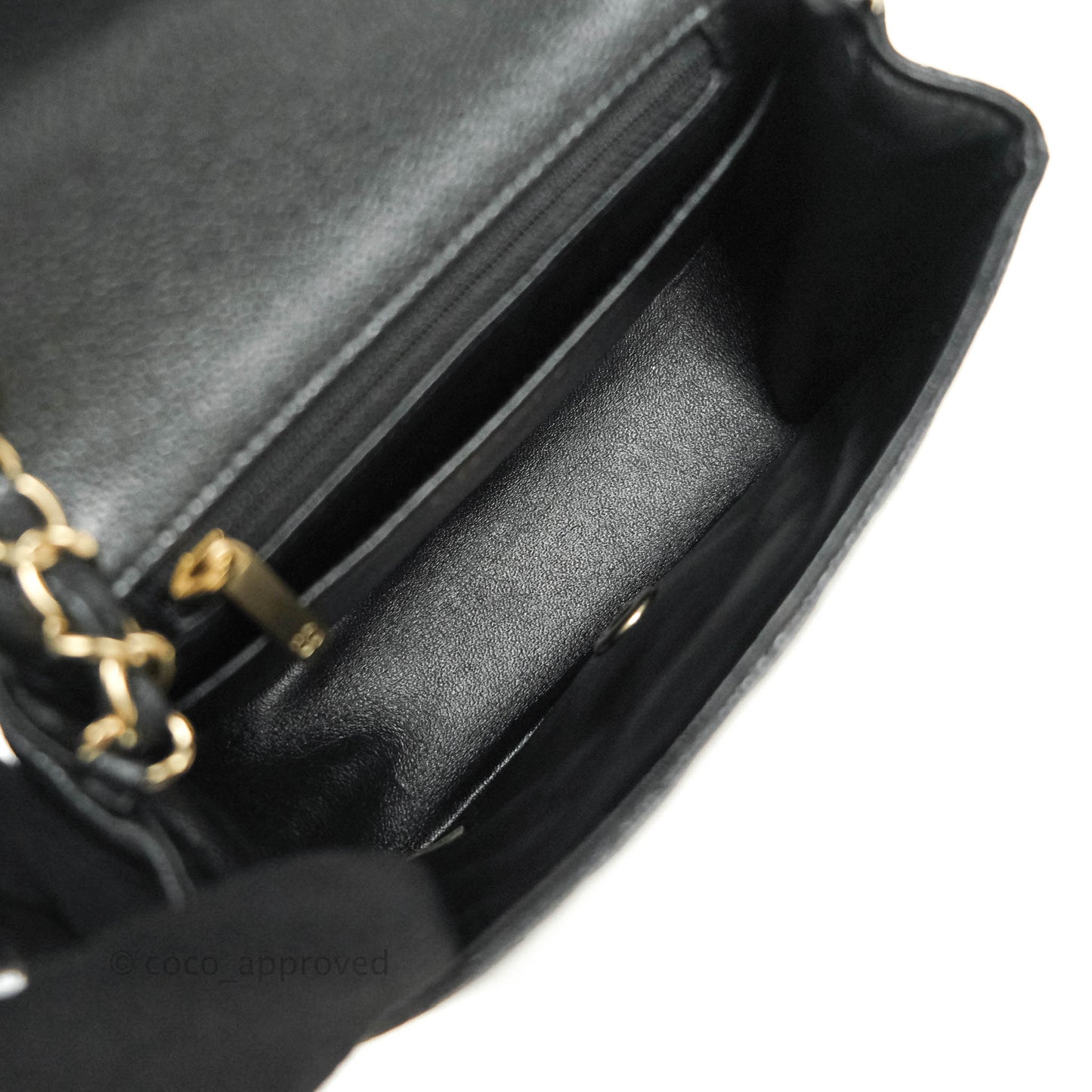 Chanel Mini Square Charcoal Black Caviar Matte Gold Hardware