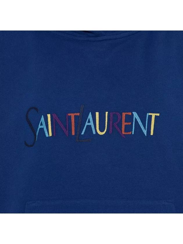 Luxury Saint Laurent Women's Logo Hoodie Blue