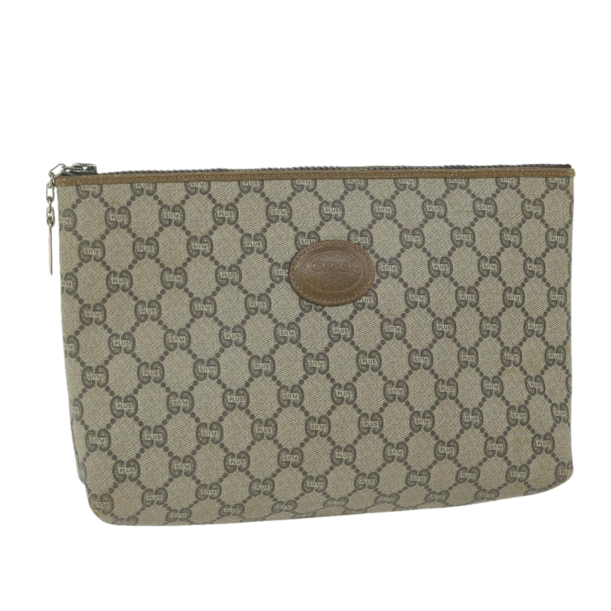 GUCCI GG Plus Supreme Clutch Bag PVC Leather Beige  63606