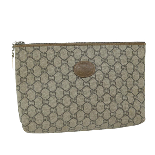 GUCCI GG Plus Supreme Clutch Bag PVC Leather Beige  63606