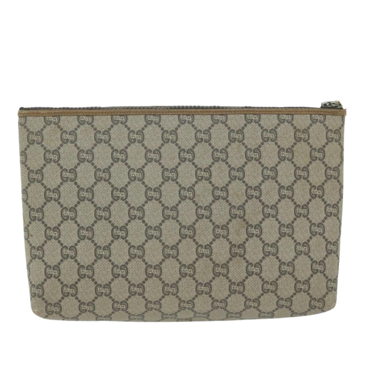 GUCCI GG Plus Supreme Clutch Bag PVC Leather Beige  63606