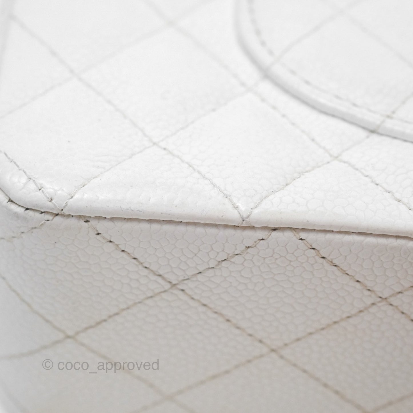Chanel Classic M/L Medium Double Flap White Caviar Silver Hardware