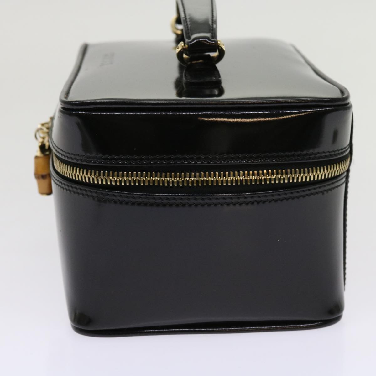 GUCCI Vanity Bamboo Cosmetic Pouch Patent leather Black 032 1705 0150  63625