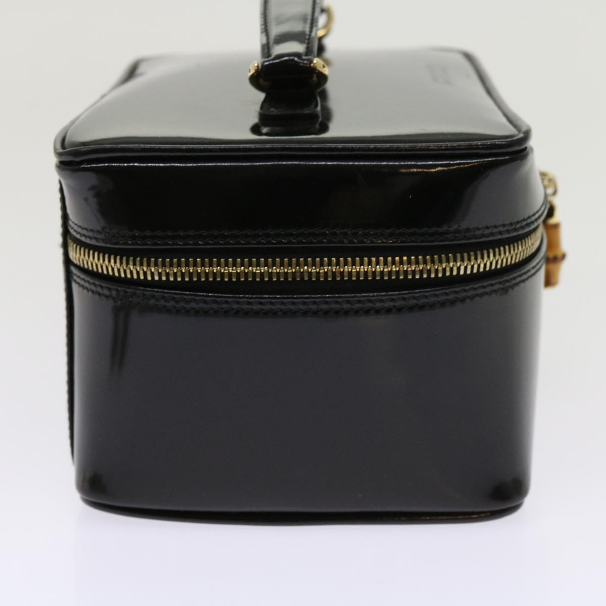 GUCCI Vanity Bamboo Cosmetic Pouch Patent leather Black 032 1705 0150  63625