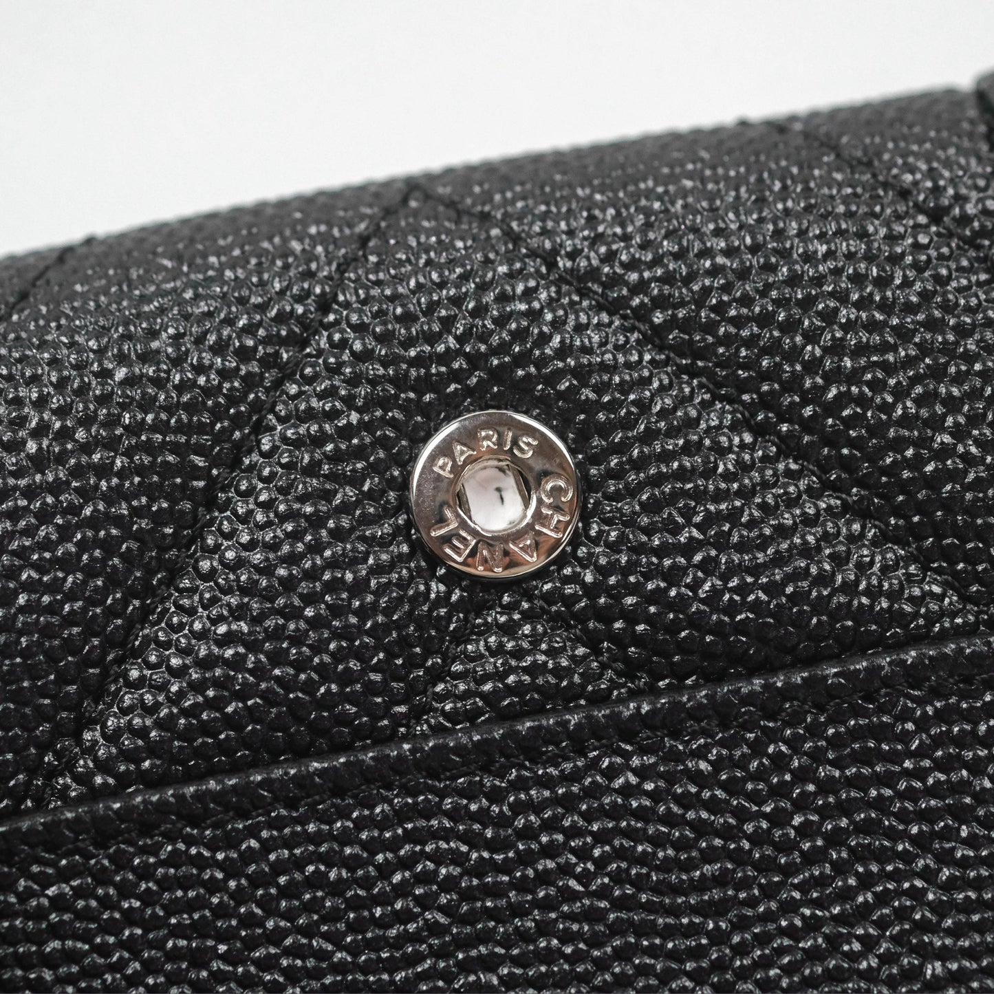 Chanel Chevron Mademoiselle Card Holder Iridescent Black Caviar Silver Hardware