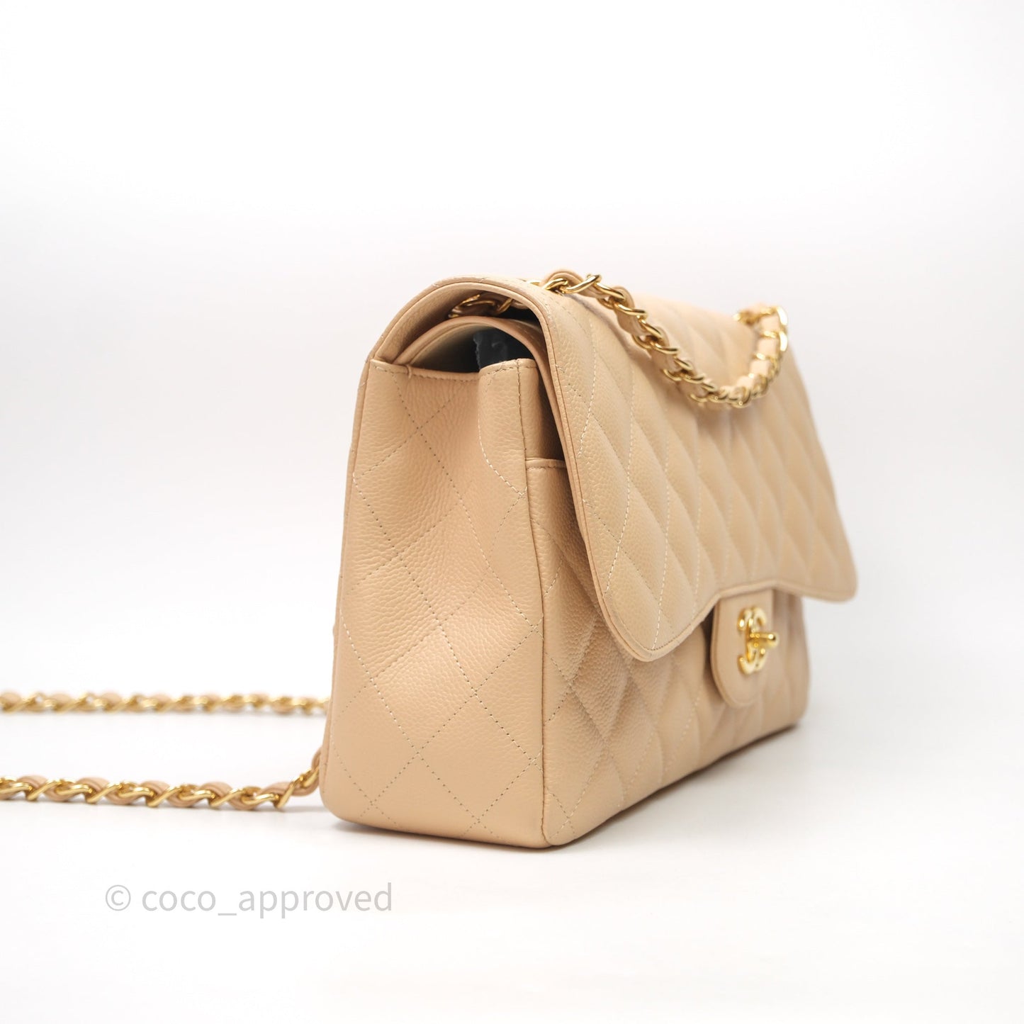 Chanel Jumbo Double Flap Beige Caviar Gold Hardware⁣⁣