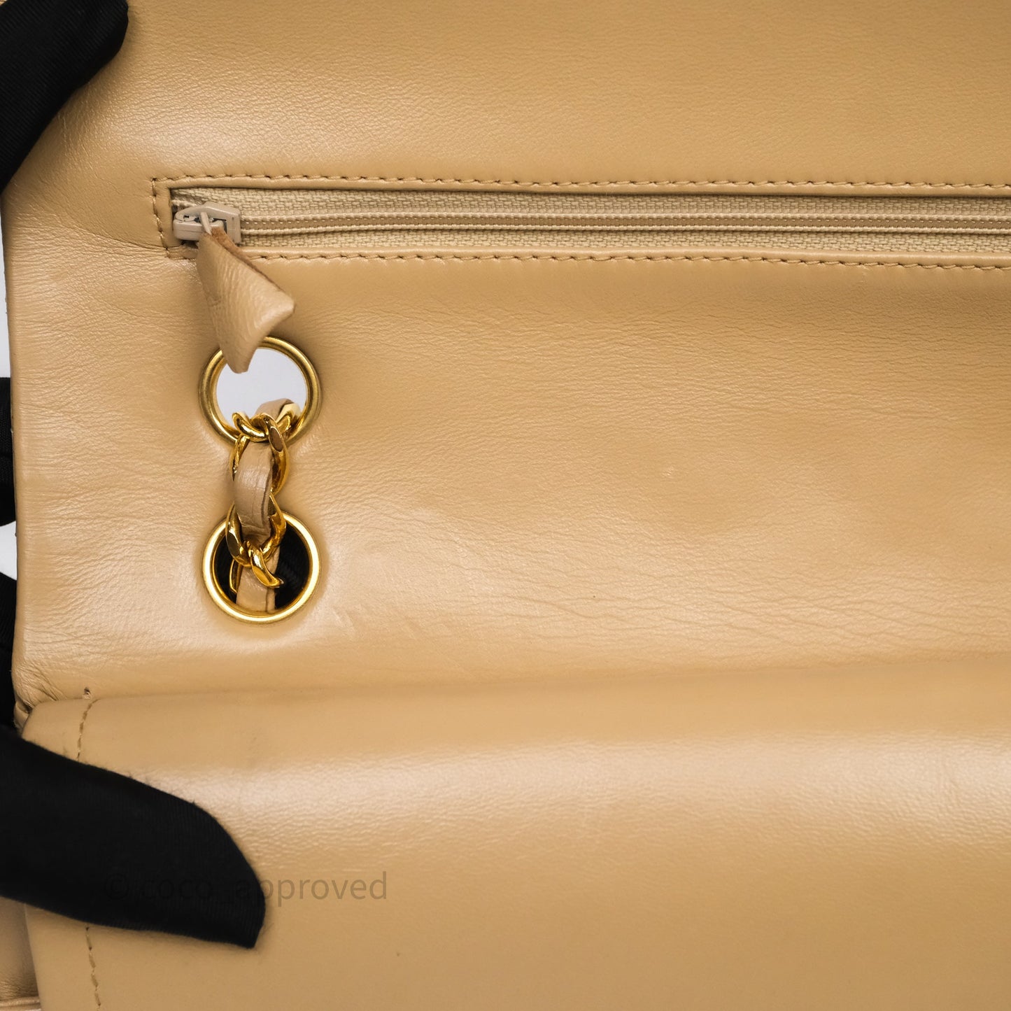 Chanel Vintage Medium Classic Flap Beige Lambskin 24K Gold Hardware
