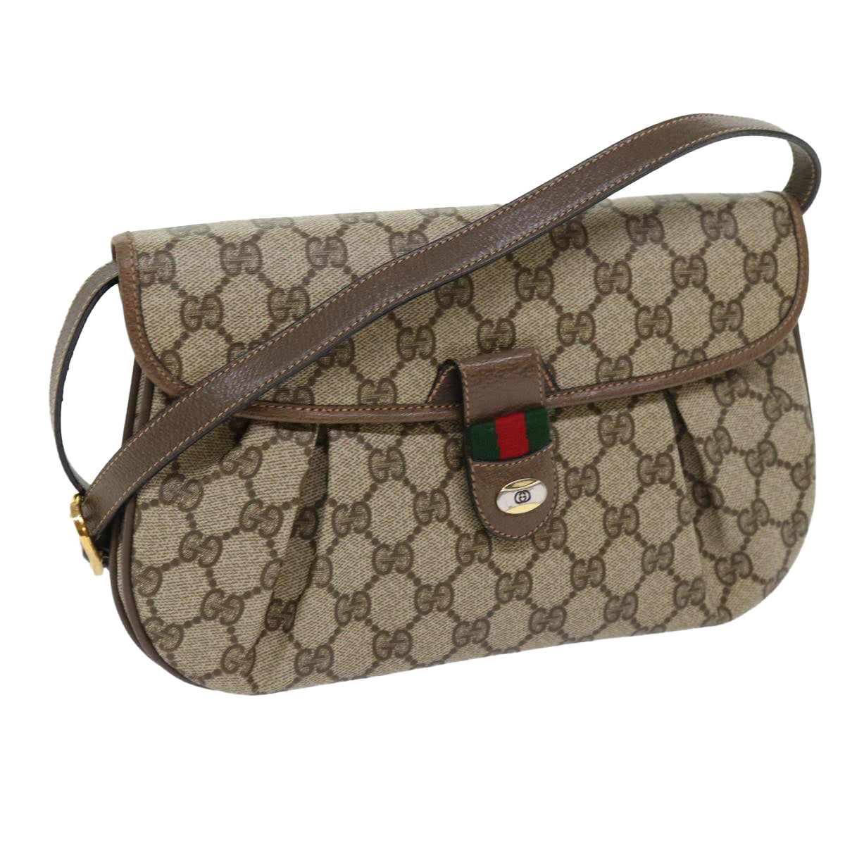 GUCCI GG Supreme Web Sherry Line Shoulder Bag Beige Red 10 02 051  63681