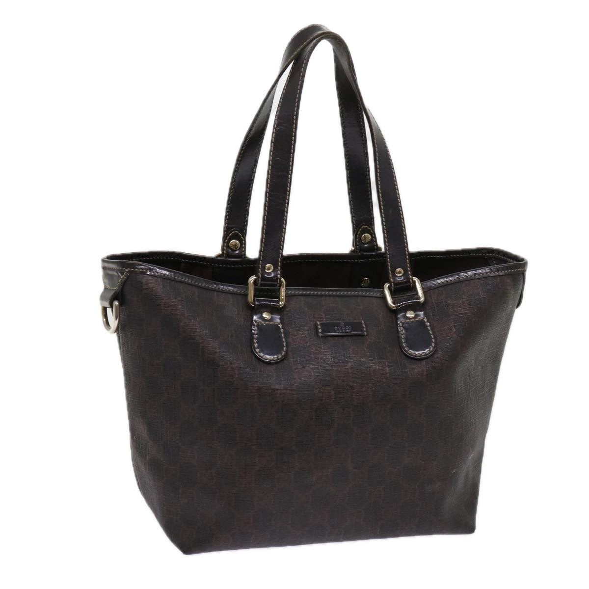 GUCCI GG Supreme Tote Bag PVC Leather Dark Brown 189896  63687
