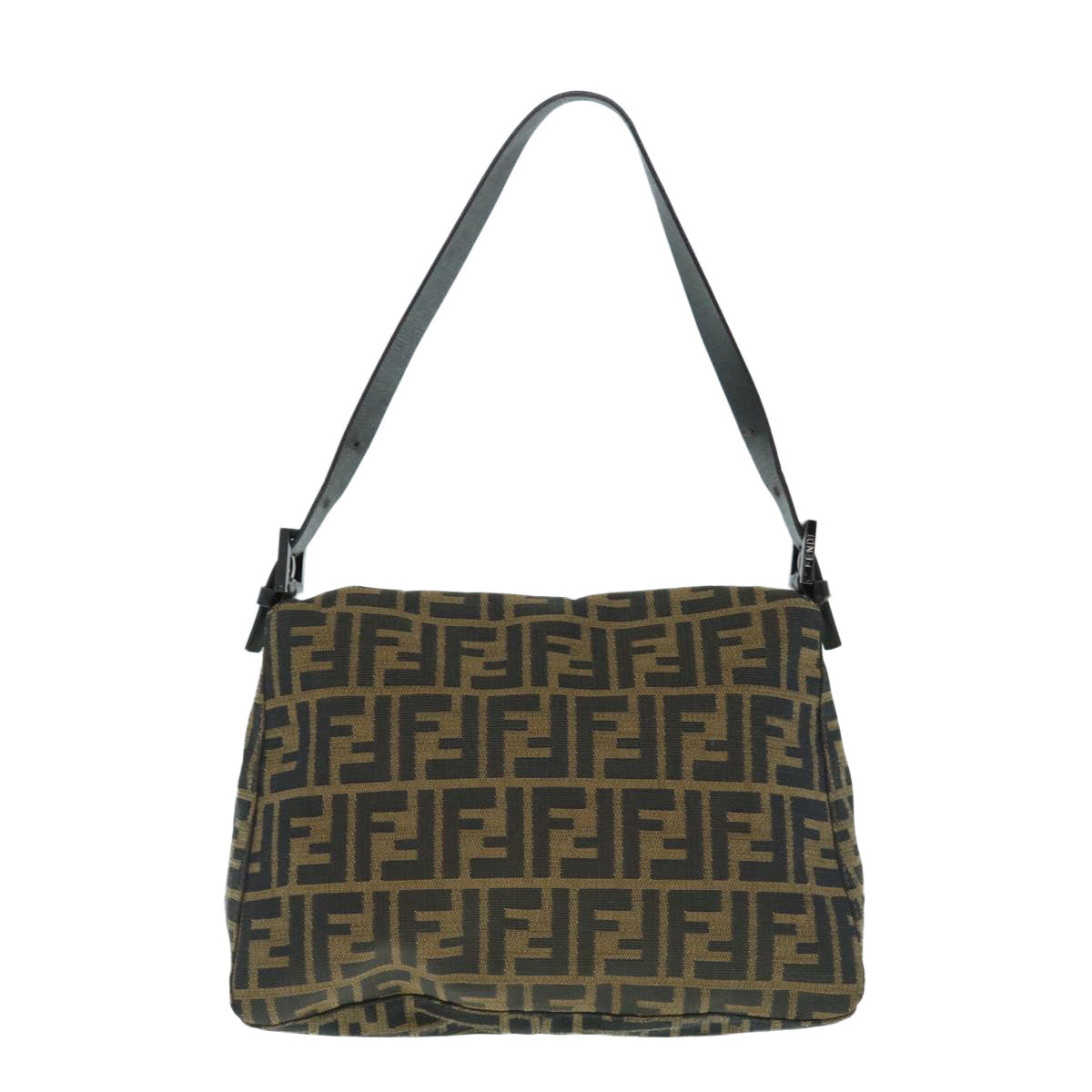 Luxury FendiZucca Canvas Mamma Baguette Shoulder Bag Black Brown63693