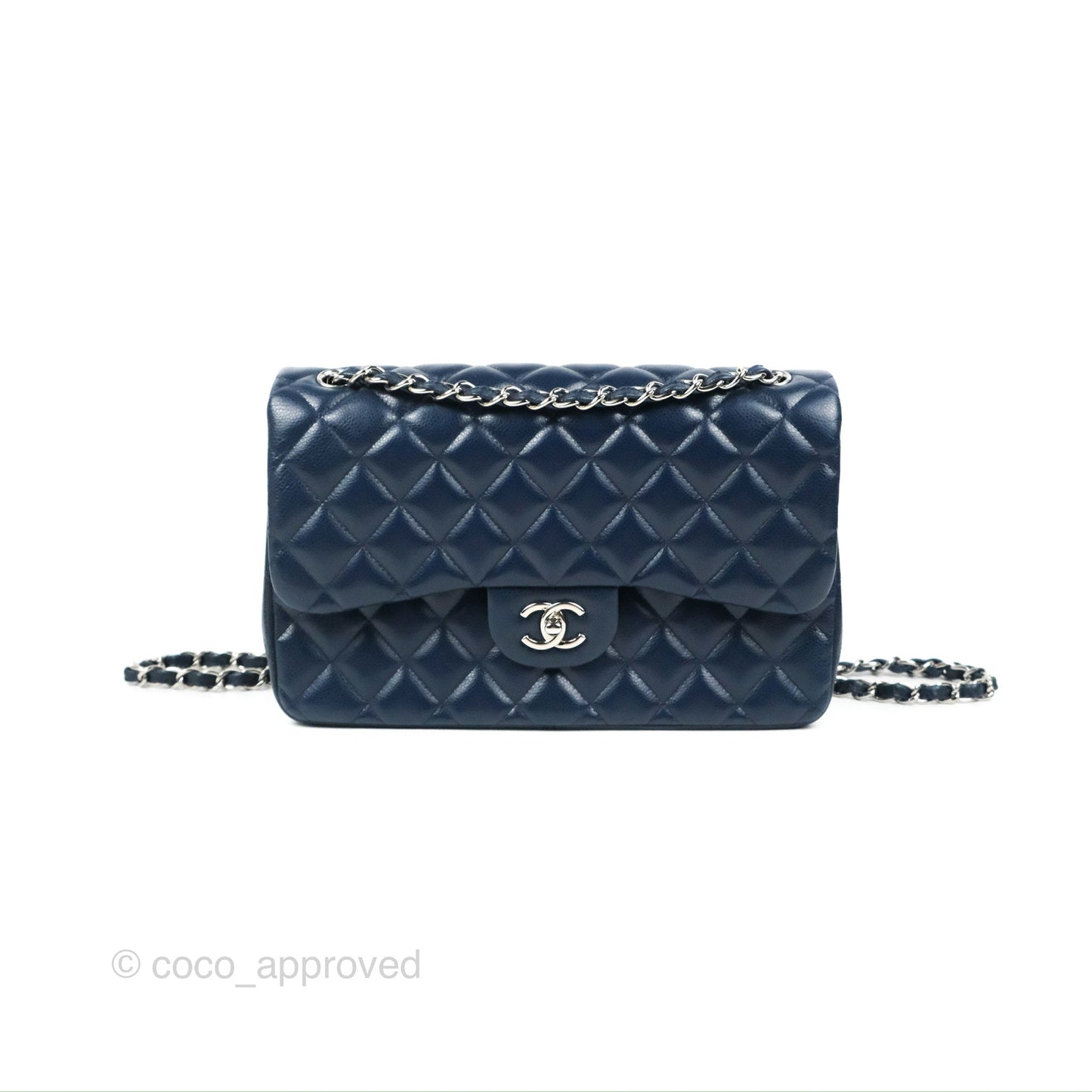 Chanel Jumbo Double Flap Navy Caviar Silver Hardware⁣⁣