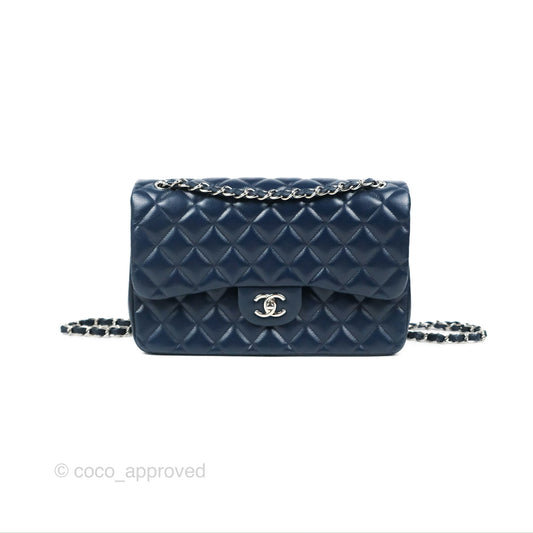 Chanel Jumbo Double Flap Navy Caviar Silver Hardware⁣⁣