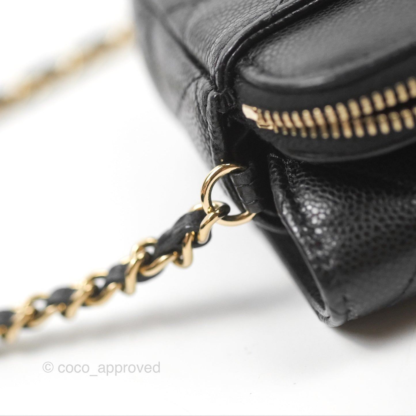 Chanel Classic Flap Phone Holder With Chain Black Caviar Gold Hardware 22A