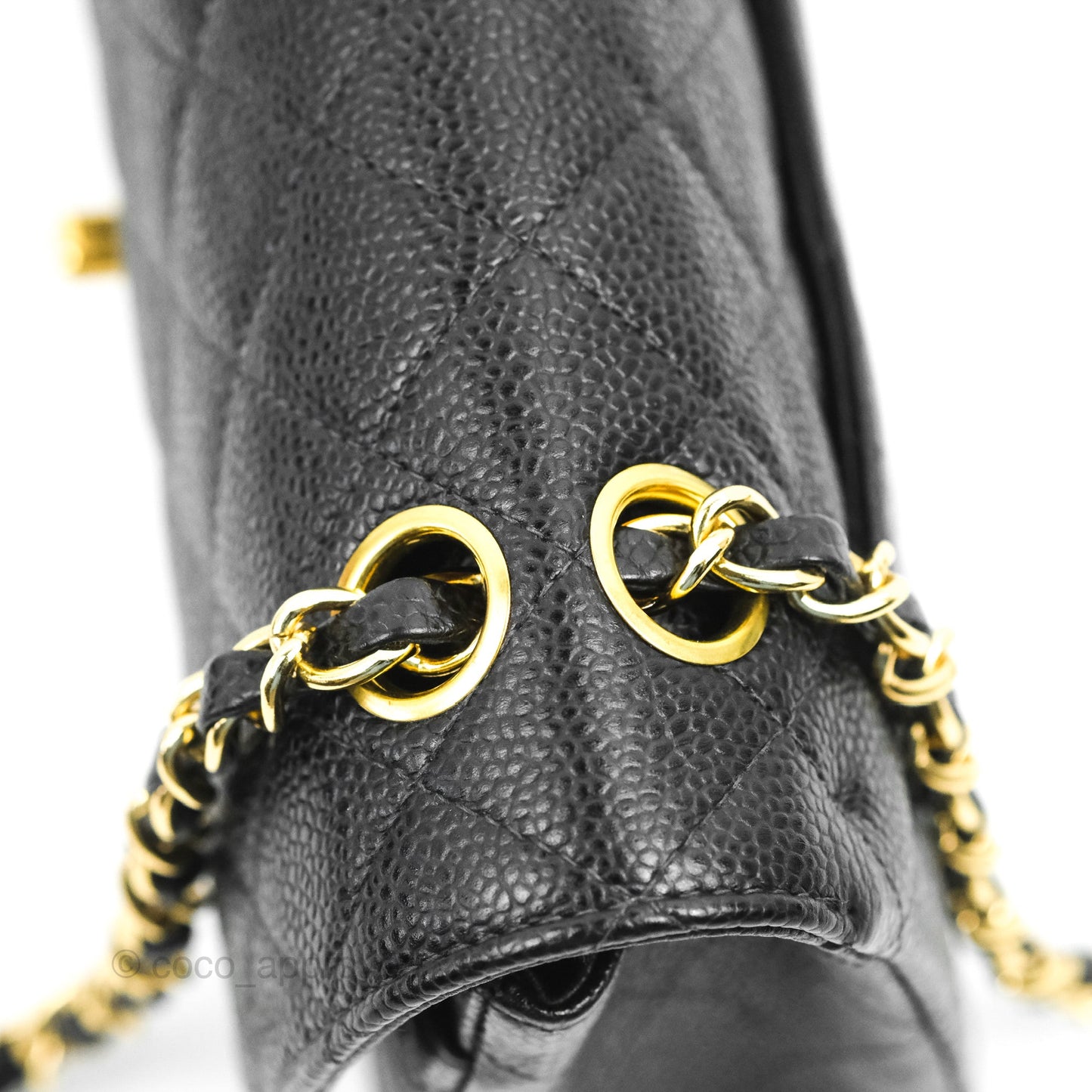 Chanel Vintage Classic Small S/M Flap Black Caviar 24K Gold Hardware