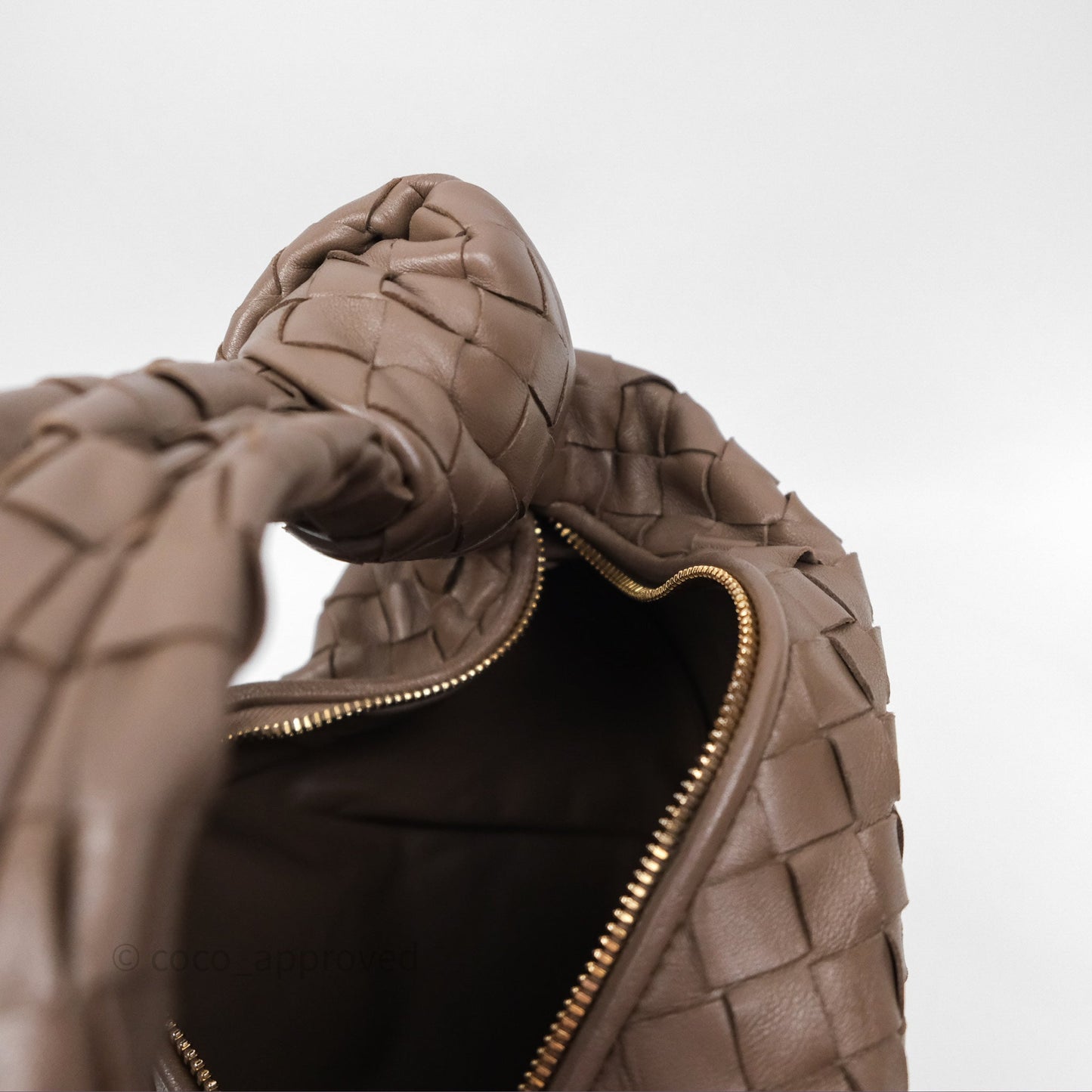 Bottega Veneta Small Jodie Bag Intrecciato Brown Lambskin Gold Hardware