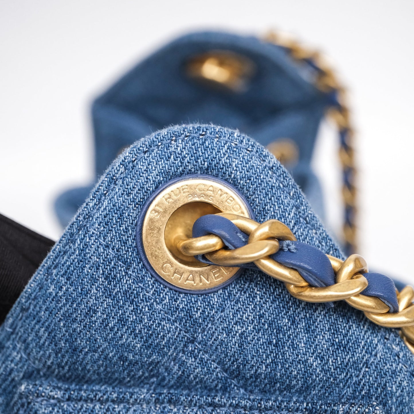 Chanel 25 Mini Washed Denim Aged Gold Hardware