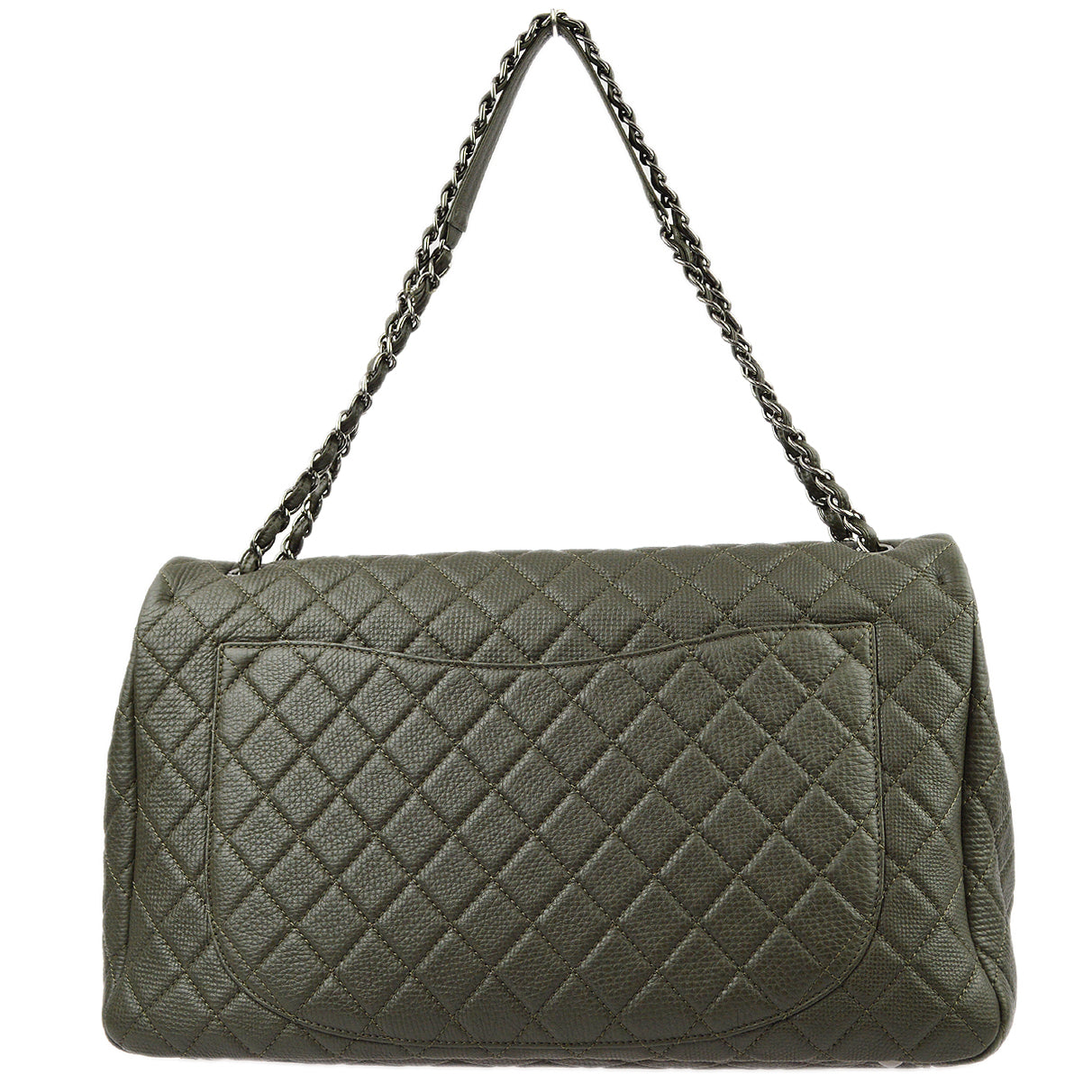 Luxury Chanel Gray Calfskin XXL Single Flap Shoulder Bag