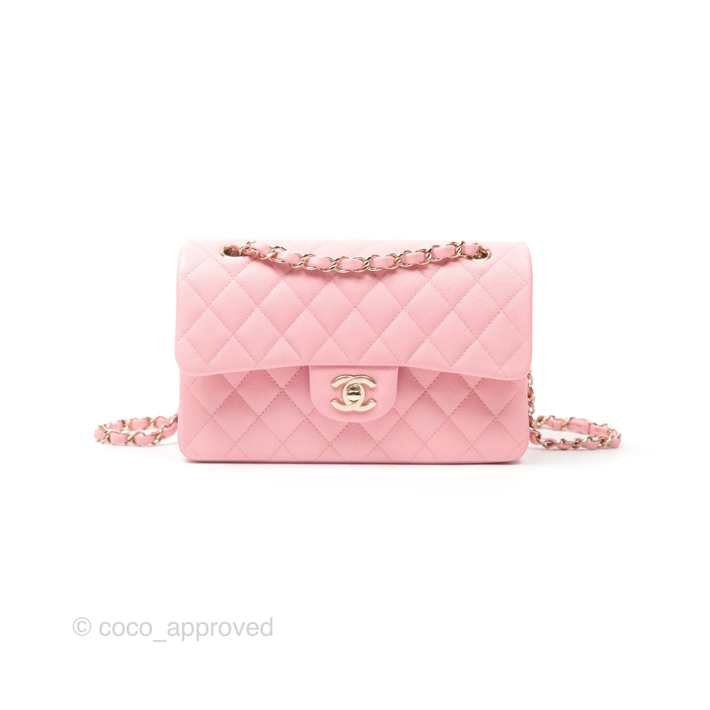Chanel Small Classic Flap Quilted Sakura Pink Caviar Gold Hardware