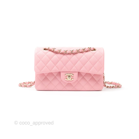 Chanel Small Classic Flap Quilted Sakura Pink Caviar Gold Hardware