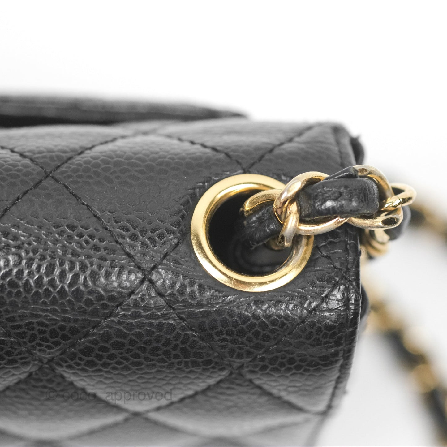 Chanel Vintage Mini Square Quilted Black Caviar Gold Hardware