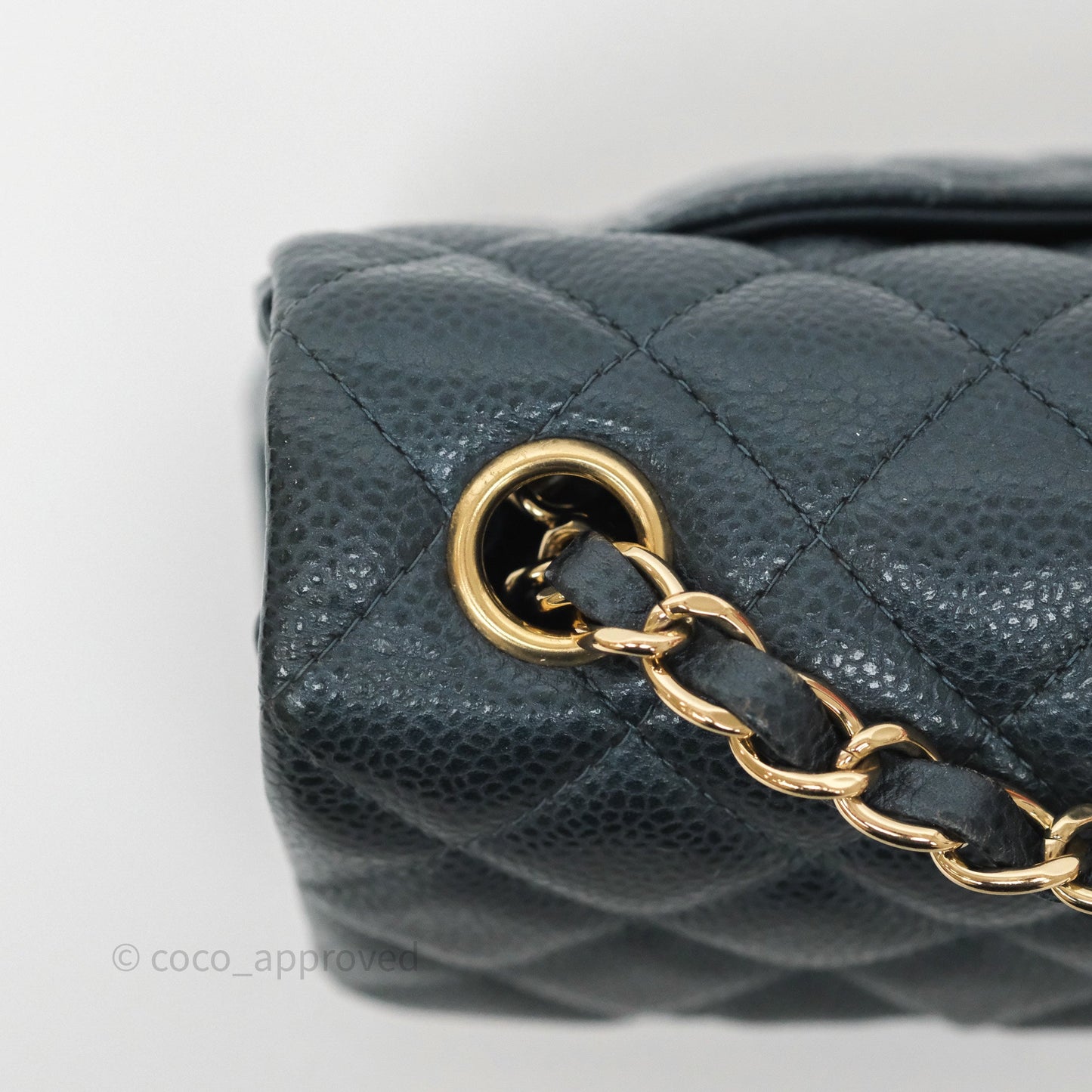 Chanel Mini Rectangular Quilted Iridescent Teal Caviar Gold Hardware
