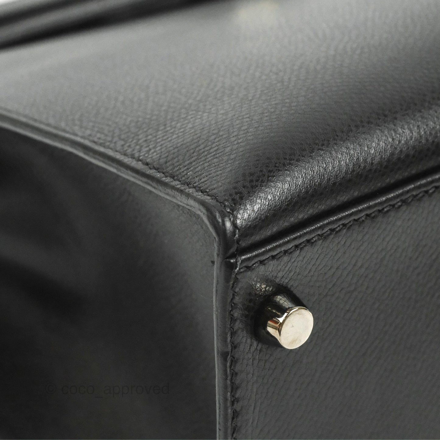 Hermès Kelly 32 Sellier Black Epsom Palladium Hardware