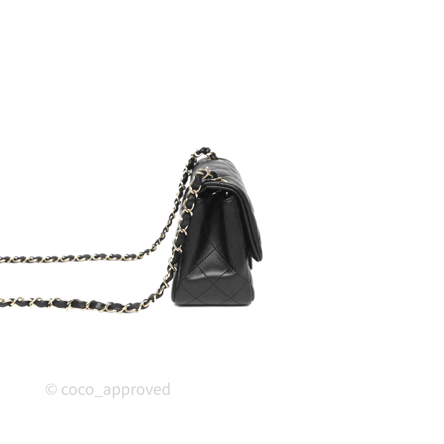 Chanel Mini Square Quilted Black Lambskin Gold Hardware