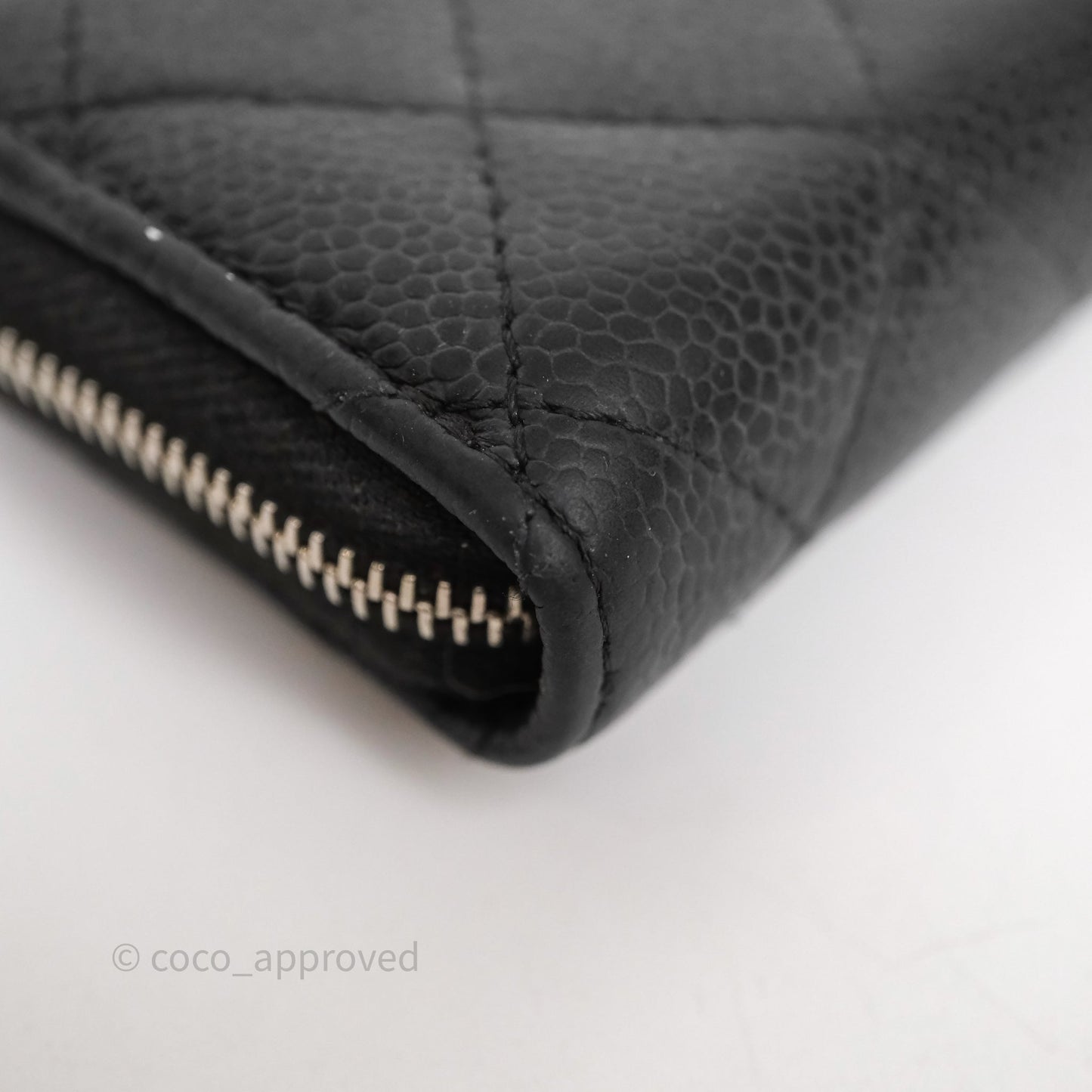 Chanel Classic Zipped Coin Purse Black Caviar Silver Hardware