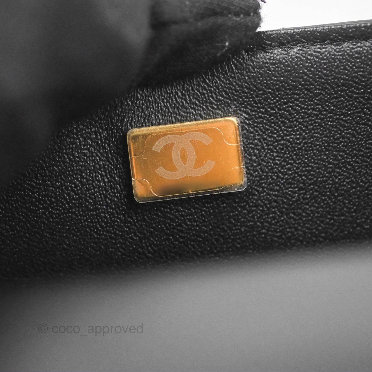 Chanel Top Handle Mini Rectangular Flap Bag with Charm Black Lambskin Gold Hardware